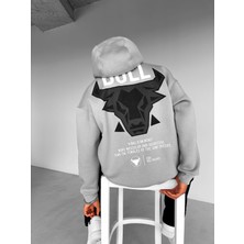 Abluka Online Oversize Bull Baskılı Hoodie Gri