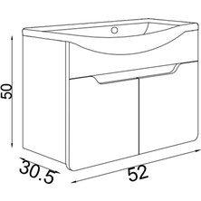 Teta Home Meksika 55 cm Mdf Banyo Lavabolu Alt Dolap
