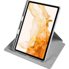 Case 4u Galaxy Tab S9 Plus Kılıf Termik Kalem Bölmeli Dönebilen Standlı Pu Deri Kılıf Gri