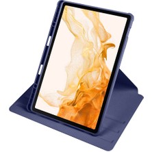 Case 4u Galaxy Tab S9 Plus Kılıf Termik Kalem Bölmeli Dönebilen Standlı Pu Deri Kılıf Lacivert