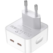 Borofone Şarj Kafa Type-C 17.5W Dual Port PD35W iPhone 15 Serisi Uyumlu Şarj Başlık Seyahat ve Duvar Şarj Cihazı Type-C Girişli Tüm Cihazlara Uyumludur BA76A