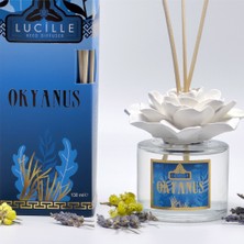 Lucille Okyanus Koku Veren Lotus Çiçekli 130 ml Çubuklu Oda Kokusu Özel Şişe ve Kalıcı Esans