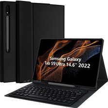 M.tk moveteck Samsung Galaxy S9 Ultra 14.6 Inç SM-X910 Klavyeli Tablet Kılıfı Kalem Bölmeli Bluetooth Kılıf Q