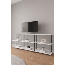 Mobitopya Çevir Kur 200 cm Raflı Tv Sehpası, Tv Ünitesi Beyaz