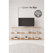 Mobitopya Çevir Kur 200 cm Raflı Tv Sehpası, Tv Ünitesi Atlantik Çam Bd