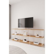 Mobitopya Çevir Kur 200 cm Raflı Tv Sehpası, Tv Ünitesi Atlantik Çam Bd