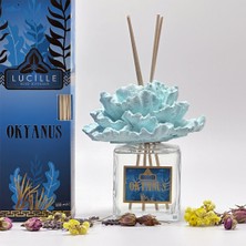 Lucille Okyanus Koku Veren Lotus Çiçekli 200 ml Çubuklu Oda Kokusu Özel Şişe ve Kalıcı Esans