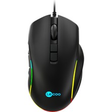 Lenovo Lecoo MS140 Kablolu RGB LED Aydınlatmalı 6400DPI 10 Makro Tuşlu 500Hz Gaming Mouse Siyah