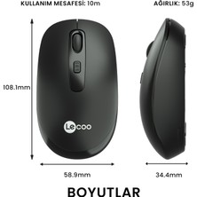 Lenovo Lecoo WS205 Kablosuz 1600DPI 4 Tuşlu Optik Mouse Siyah