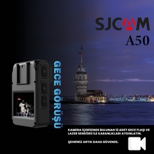 SJCAM A50 GPS Ultra Gece Görüşü H.265 Vücut Kamerası Güvenlik Polis Ekipmanı IP65 4K UHD Video 2” Dokunmatik Ekran 2250mAh Batarya 20MP Siyah