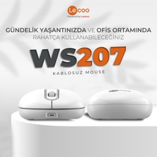 Lecoo WS207 Şarj Edilebilir Kablosuz 1600DPI 4 Tuşlu Sessiz Kompakt Optik Mouse Beyaz