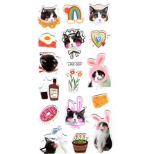 Limmy Sticker Kabartmalı Stiker Defter Planlayıcı Etiket LRE 003 17 x 9 cm Komik Şapkalı Kedi