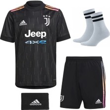 Gökmenspor 21/22 Sezon Retro Siyah Juventus Ronaldo Deplasman 4 Lü Set Çocuk Futbol Forması