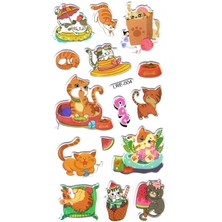 Limmy Sticker Kabartmalı Stiker Defter Planlayıcı Etiket LRE 004 17 x 9 cm Sevimli Komik Kedi