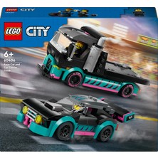 LEGO City Yarış Arabası ve Araba Taşıyıcı Kamyon 60406 - 6 Yaş ve Üzeri Çocuklar için Yaratıcı Oyuncak Yapım Seti (328 Parça)