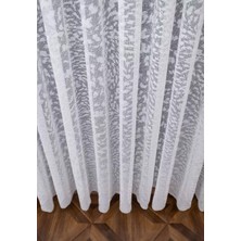 Evdepo Home Taç 1/3 Sık Pile Jakar Tül Perde Tek Kanat - Ekru - Vizon 110 x 240 cm
