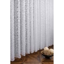 Evdepo Home Taç 1/3 Sık Pile Jakar Tül Perde Tek Kanat - Ekru - Vizon 100 x 250 cm