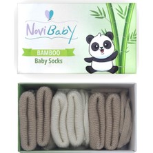 Novibaby 3'Lü Bambu Yenidoğan Bebek Çorap Latte