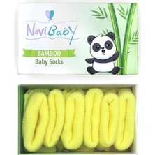 Novibaby 3'Lü Bambu Yenidoğan Bebek Çorap Lemon Sarı