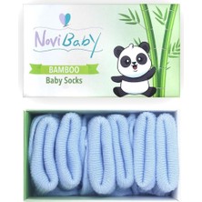 Novibaby 3'Lü Bambu Yenidoğan Bebek Çorap Dusty Blue Mavi