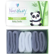 Novibaby 3'lü Bambu Yenidoğan Bebek Çorap I Cloudy I Kız Erkek Bebek Çorabı