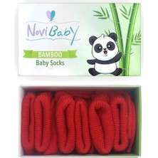 Novibaby 3'Lü Bambu Yenidoğan Bebek Çorap Rudy Kırmızı