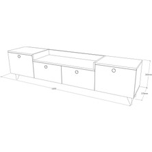 Conceptiva Leon Ceviz Tv Sehpası 160 cm 4 Kapaklı Tv Ünitesi