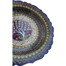 Aysun Hand Art Aysunhandart Ipek Desen Çerçeveli Merkezinde Hayat Ağacı Motifli El Yapımı Seramik Tabak