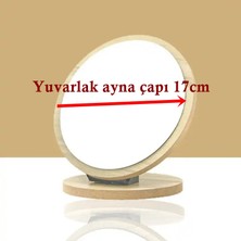 Gaman Şık Tasarım Ayarlanabilir Açılı Ahşap Ayna Yuvarlak Masaüstü Makyaj Aynası 20CM No:3