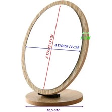 Gaman Şık Tasarım Ayarlanabilir Açılı Ahşap Ayna Oval Masaüstü Makyaj Aynası 22CM No:2