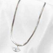 Stainless Steel Renkli Göz Motifli Çelik Kolye