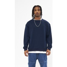 Mesfeno Erkek Sıfır Yaka Oversize 3 Iplik Sweatshirt