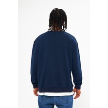 Mesfeno Erkek Sıfır Yaka Oversize 3 Iplik Sweatshirt