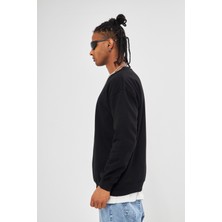 Mesfeno Erkek Sıfır Yaka Oversize 3 Iplik Sweatshirt