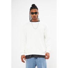 Mesfeno Erkek Sıfır Yaka Oversize 3 Iplik Sweatshirt