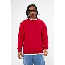 Mesfeno Erkek Sıfır Yaka Oversize 3 Iplik Sweatshirt