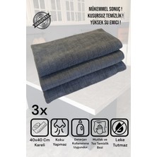 Manosta ( 3 Adet ) Sihirli Mikrofiber Kareli Gri Mutfak Temizlik Bezi Leke Tutmaz