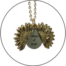 Ozka Leather Collection Kişiye Özel Tarihli - Isimli Ayçiçeği Kolye