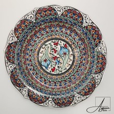 Aysun Hand Art Aysunhandart Ipek Desen Çerçeveli Merkezinde Osmanlı Lale Motifli El Yapımı Seramik Tabak