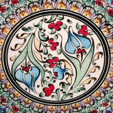 Aysun Hand Art Aysunhandart Ipek Desen Çerçeveli Merkezinde Osmanlı Lale Motifli El Yapımı Seramik Tabak