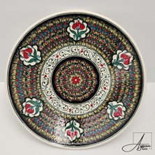 Aysun Hand Art Aysunhandart Ipek Desen ve Osmanlı Lale Motifleri Iç Içe Modellenmiş El Yapımı Seramik Tabak