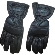 Motoanl Motosiklet Eldiveni Hakiki Deri Korumalı Siyah Motor Eldiveni