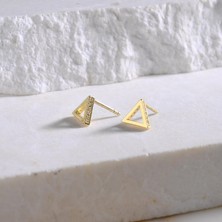 goldkupe 14 Ayar Altın Üçgen Taşlı Küpe 1,25 gr