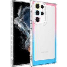 Zipax Samsung Galaxy S22 Ultra Kılıf Simli ve Renk Geçişli Kapak Zipax-Zr-Park
