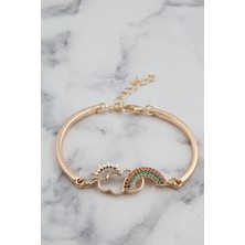X-lady Accessories Altın Renk Gökkuşağı Bulut Güneş Zirkon Taşlı Bileklik - 2959
