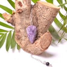 Taş Sandığı Faset Kesim Lepidolit Taşı Pandül - Sarkaç