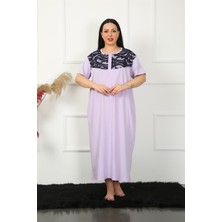 Akbeniz Big Dantelli Kısa Kol Lila Anne Gecelik 1348
