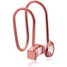 Sunshine 925 Ayar Rose Kaplamalı Beyaz Taşlı Geometrik Gümüş Kıkırdak Küpe