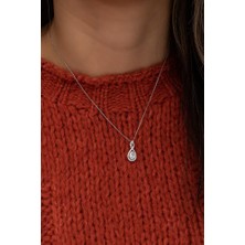 Sunshine 925 Ayar Swarovski Taşlı Damla Kesim Rodyum Kaplamalı Gümüş Kolye