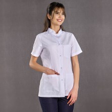 Çizgi Medikal Kadın Hakim Yaka Kısa Kol Kısa Önlük Hemşire Eczacı Öğretmen Doktor Alpaka Kumaş